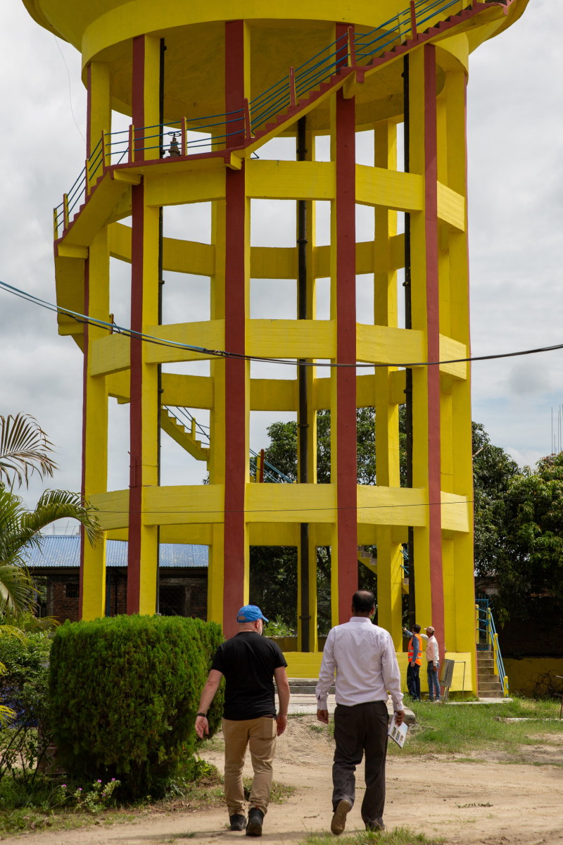 Beacon Project water tower in Lahan, Nepal
